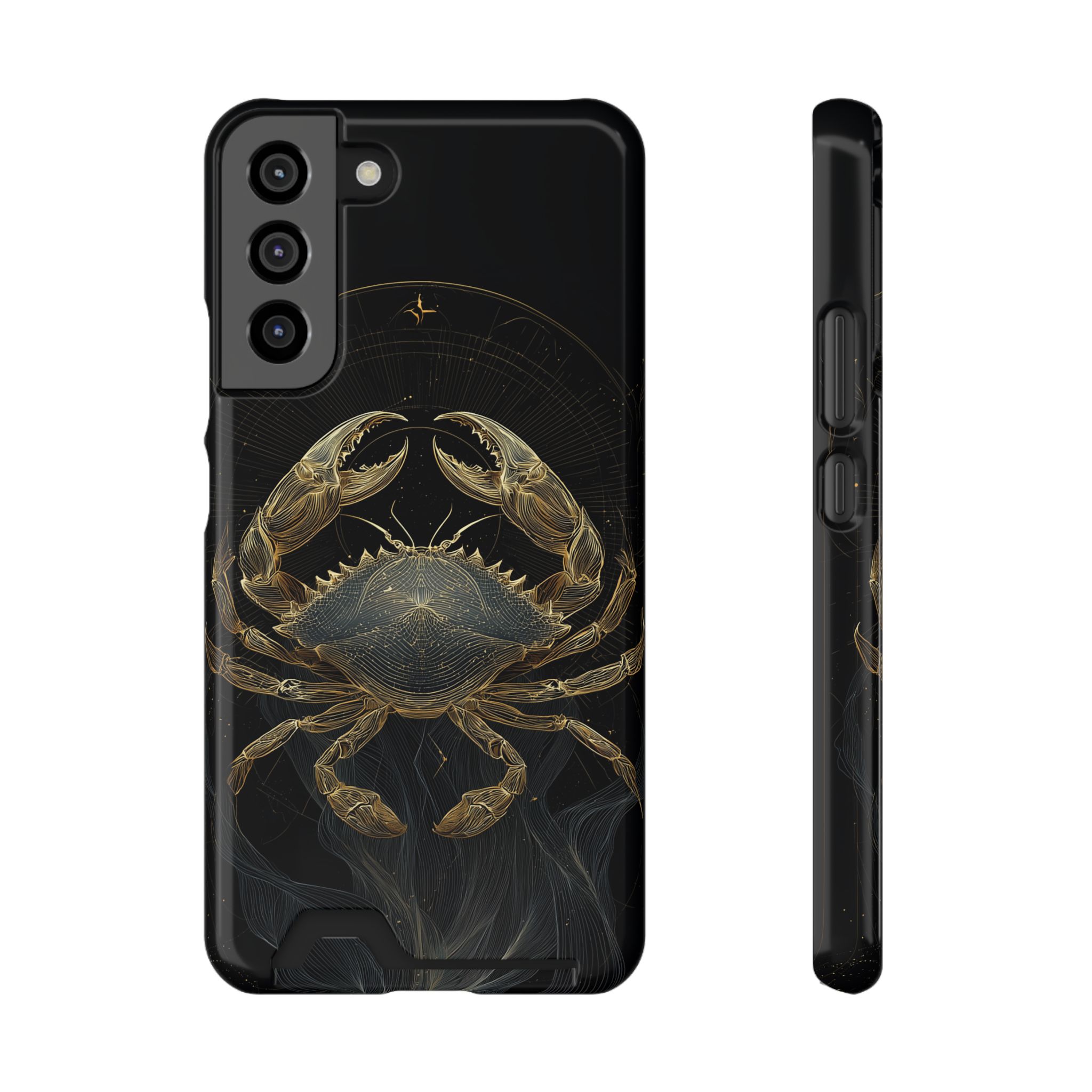 Cancer Zodiac Phone Case with Card Holder – Celestial Gold Crab - Image 9