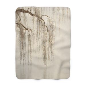 Golden Willow Sherpa Blanket – Dreamy Misty Lake Throw