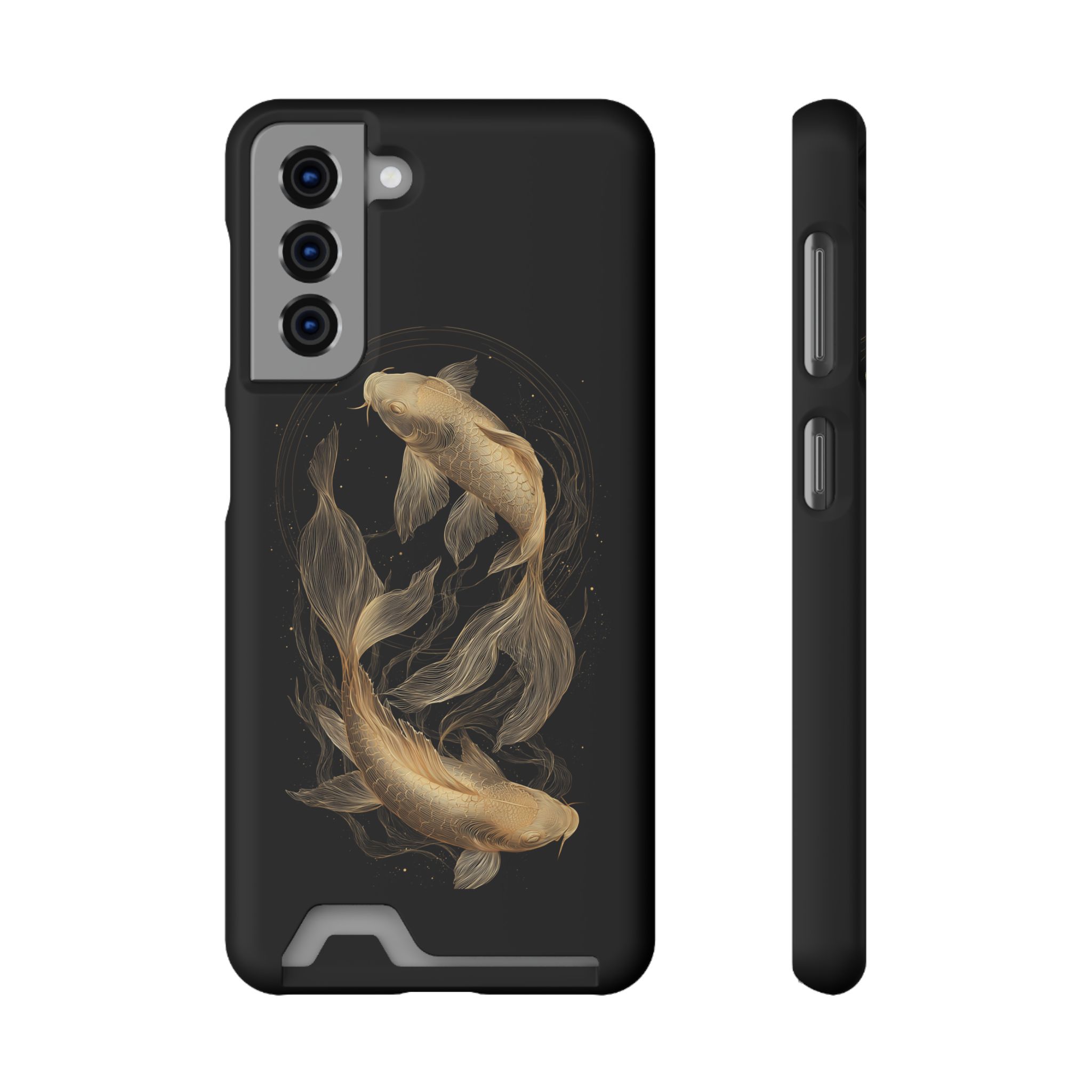 Pisces Zodiac Phone Case with Card Holder – Celestial Gold Fish - Image 61