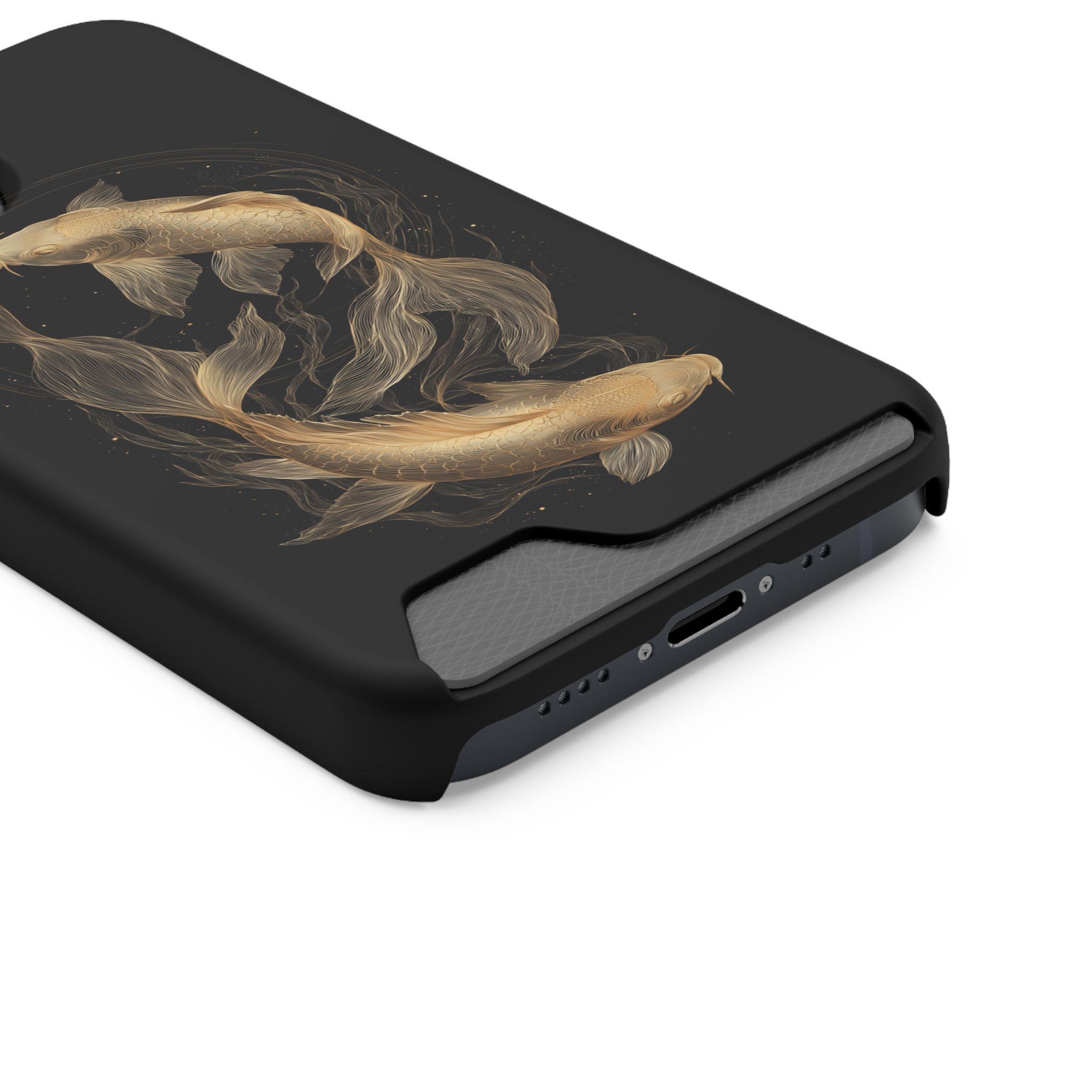 Pisces Zodiac Phone Case with Card Holder – Celestial Gold Fish - Image 38