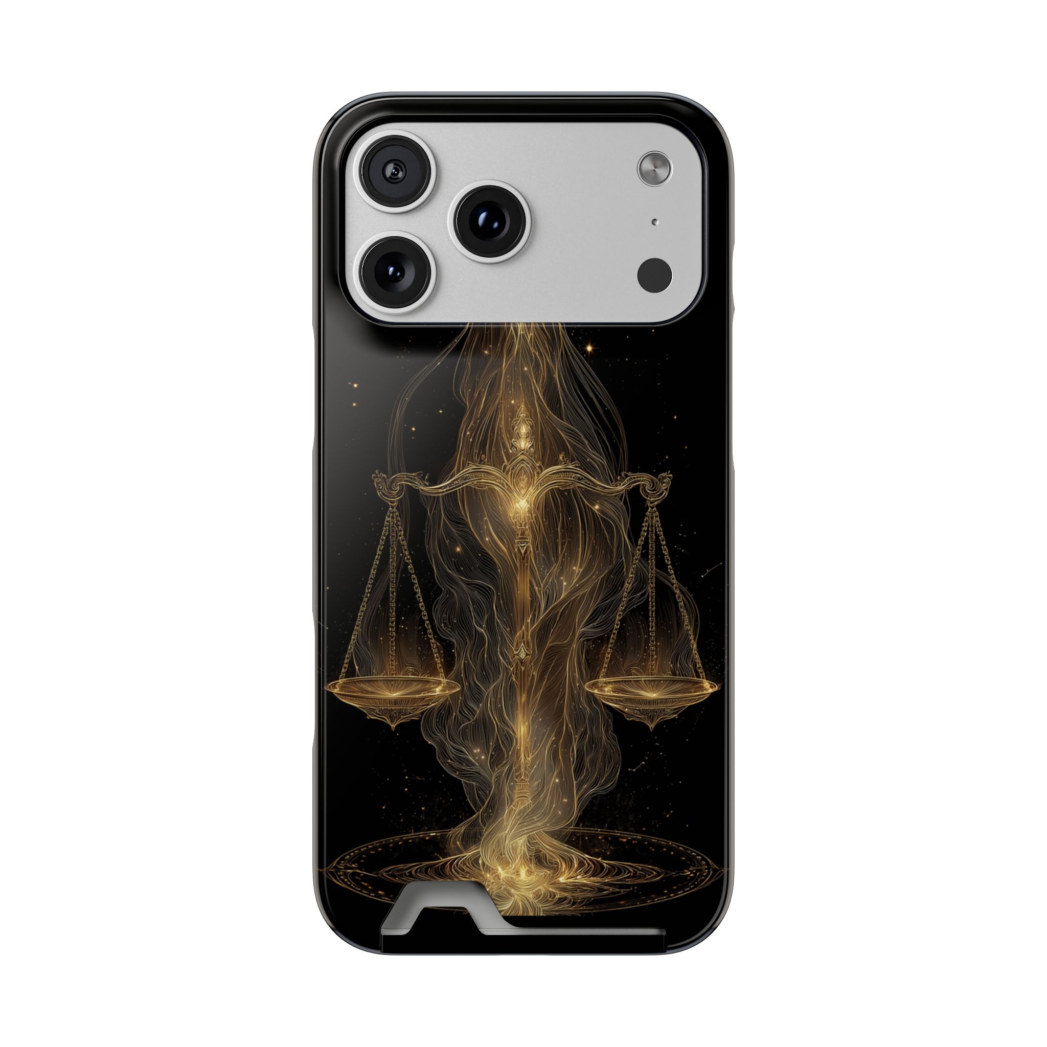 Libra Zodiac Phone Case with Card Holder – Celestial Gold Scales - Image 88