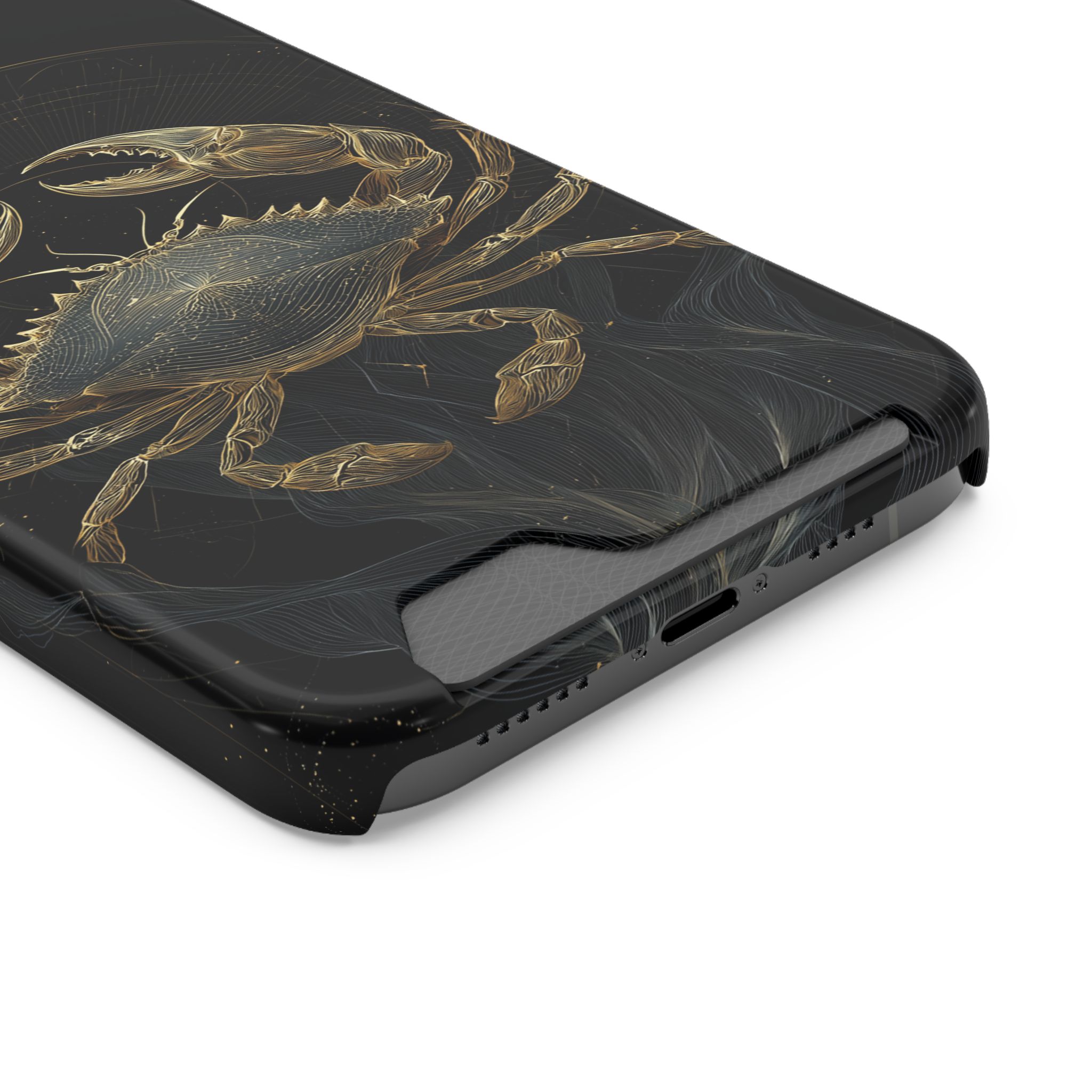 Cancer Zodiac Phone Case with Card Holder – Celestial Gold Crab - Image 50