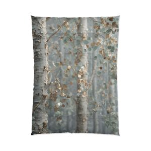 Ethereal Birch Comforter – Silver & Gold Woodland