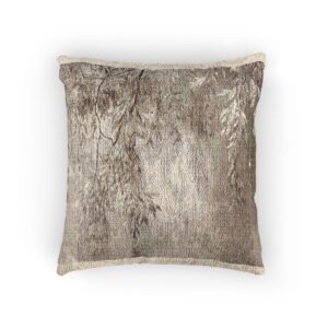 Golden Willow Woven Pillow – Soft Cosmic Botanical Cushion